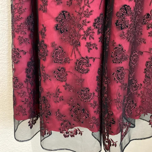 ADRIANNA PAPELL Vintage 90s Goth Prom Evening Dress Burgundy Red Size 4P Vampire - Picture 6 of 7